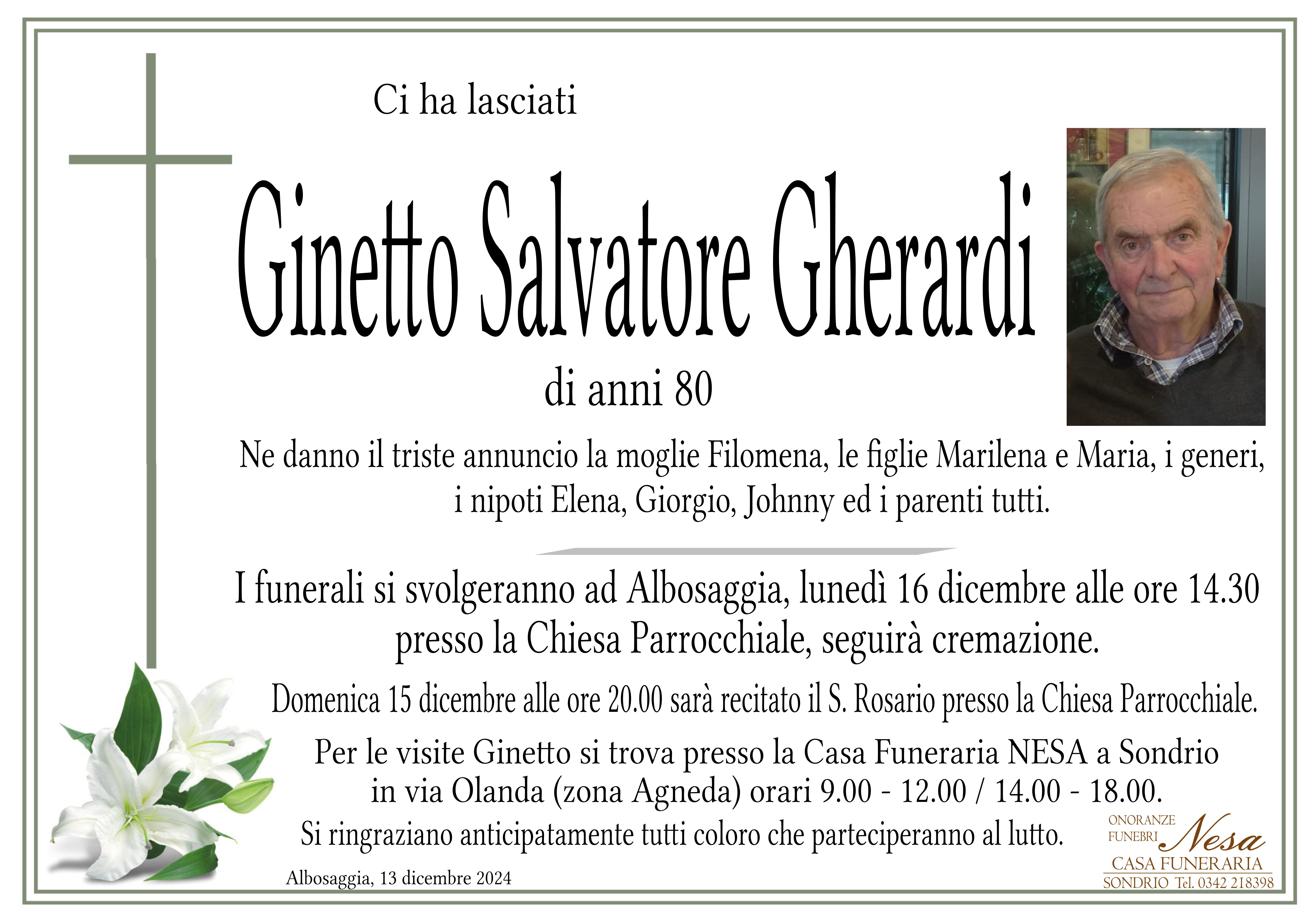 Necrologio GINETTO SALVATORE GHERARDI